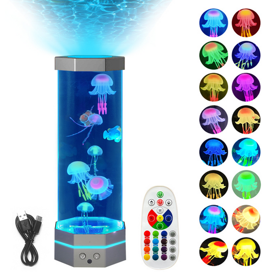 Jellyfish Lava Lamp™ – 17 Color LED Aquarium Night Light with Remote